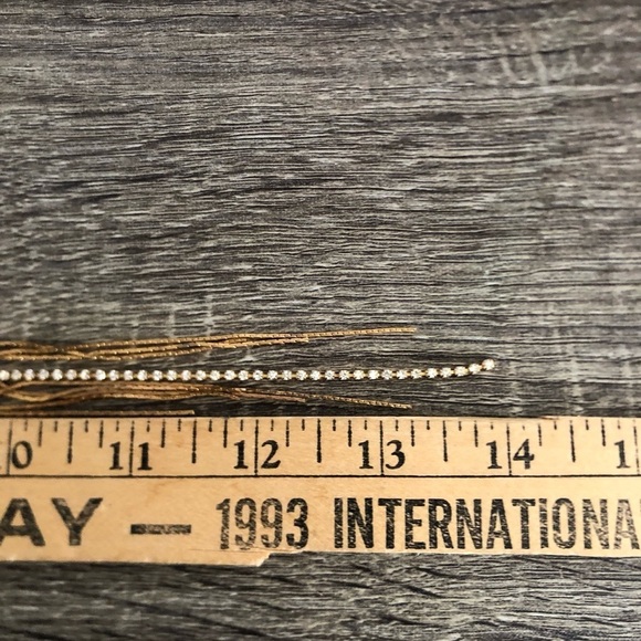 Vtg Herringbone Chain Gold Rhinestone Necklace - Picture 5 of 10